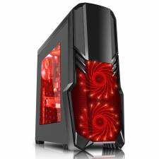 CIT G Force Black Midi Gaming Case With Red LED Fans, USB2 & USB 3