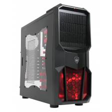CIT Neptune RED LED Black Interior Gaming Case with Side Window, No PSU
