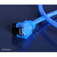Akasa Blue UV SATA 6Gbps Cable - Straight to right angle - 50cm