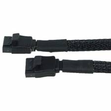 SATA3 Serial ATA Data Cable 15cm Straight End - Black Braided with Safety Latch