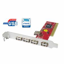 USB 2.0 5 Port 4+1 PCI Adapter Card, Retail Boxed