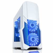 CIT G Force White Midi Gaming Case With Blue LED Fans, USB2 & USB 3