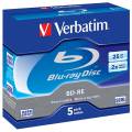 Verbatim 43615 Blu-ray Rewriteable 25GB 2x Speed Media 5pack Jewel Cased